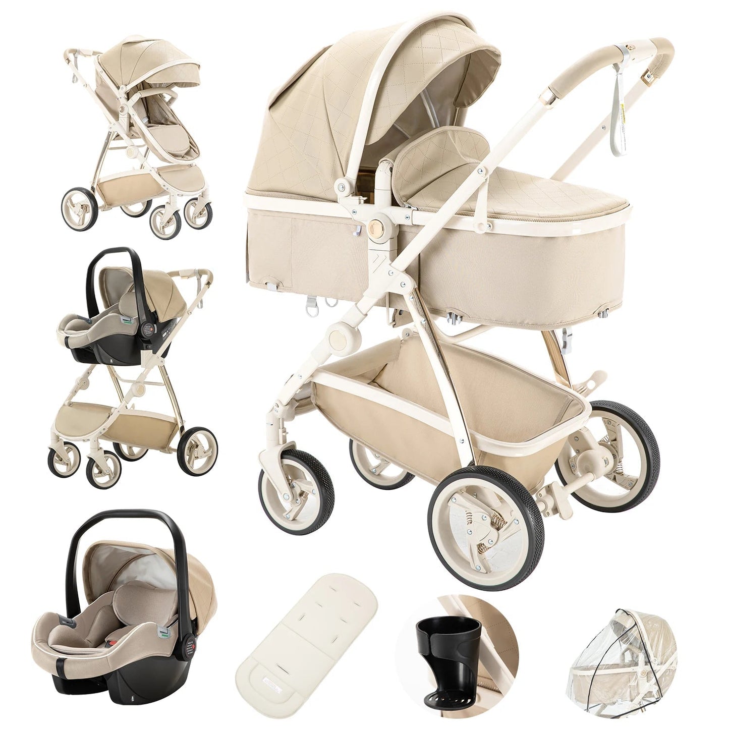 MildlyMama - Luxury Travel Stroller: 3-in-1 Aluminum Frame, Adjustable Canopy & Storage Basket Strollers & Accessories