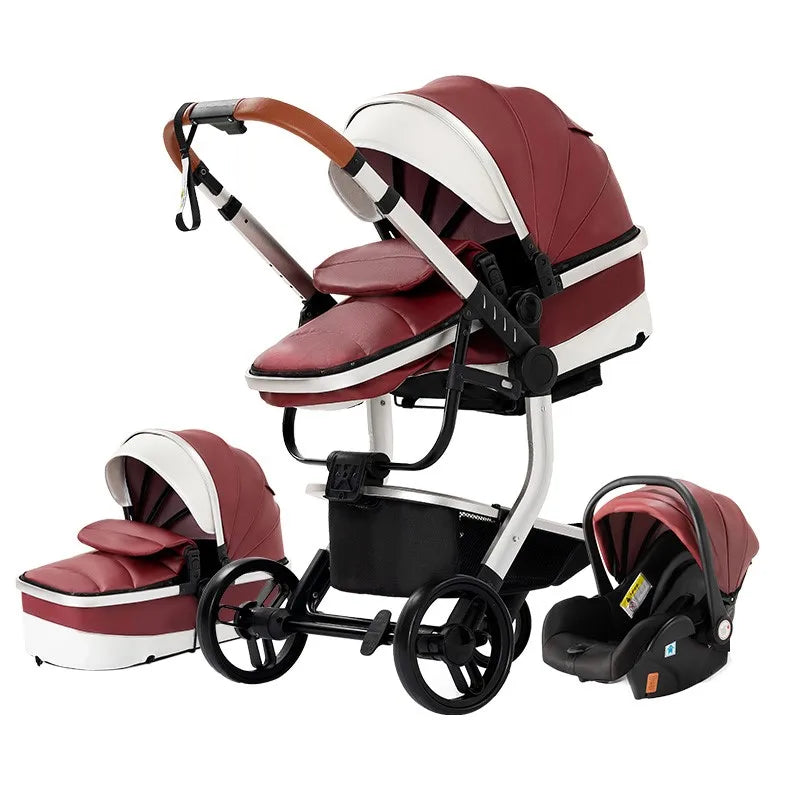 NOVAIR™ – 3-in-1 Leder-Babywagen mit umkehrbarem Sitz und Wannenfunktion