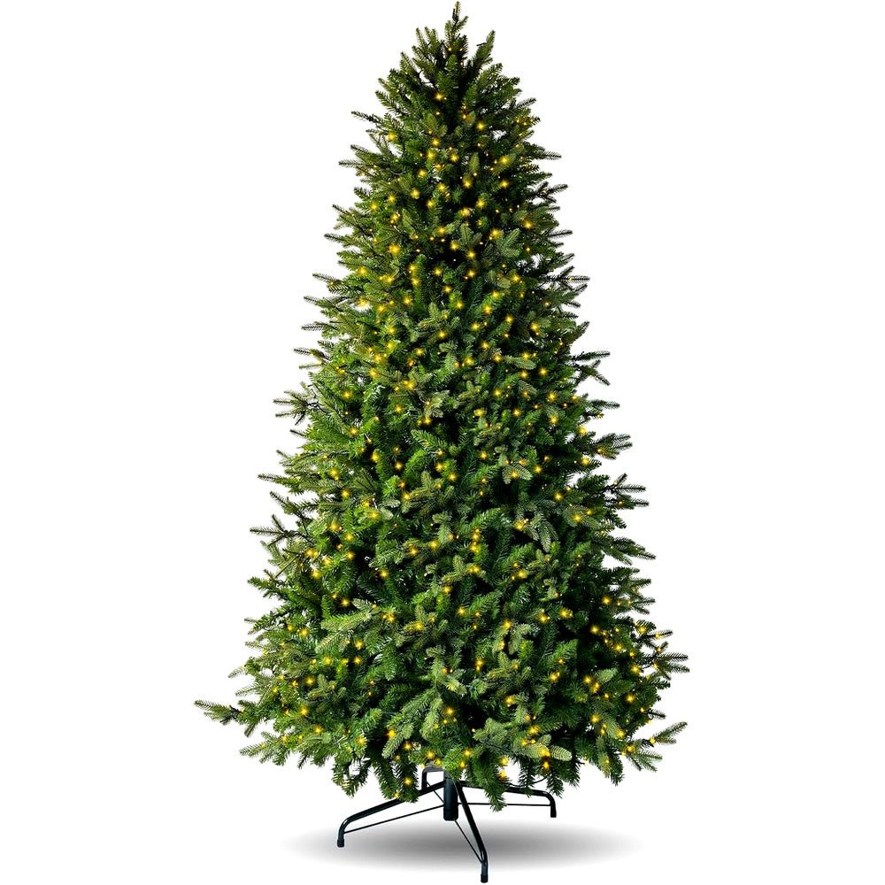 MildlyMama - Balsam Hill Style Artificial Xmas Tree - Pre - lit Christmas Tree, Full Evergreen Body with Warm LED Lights