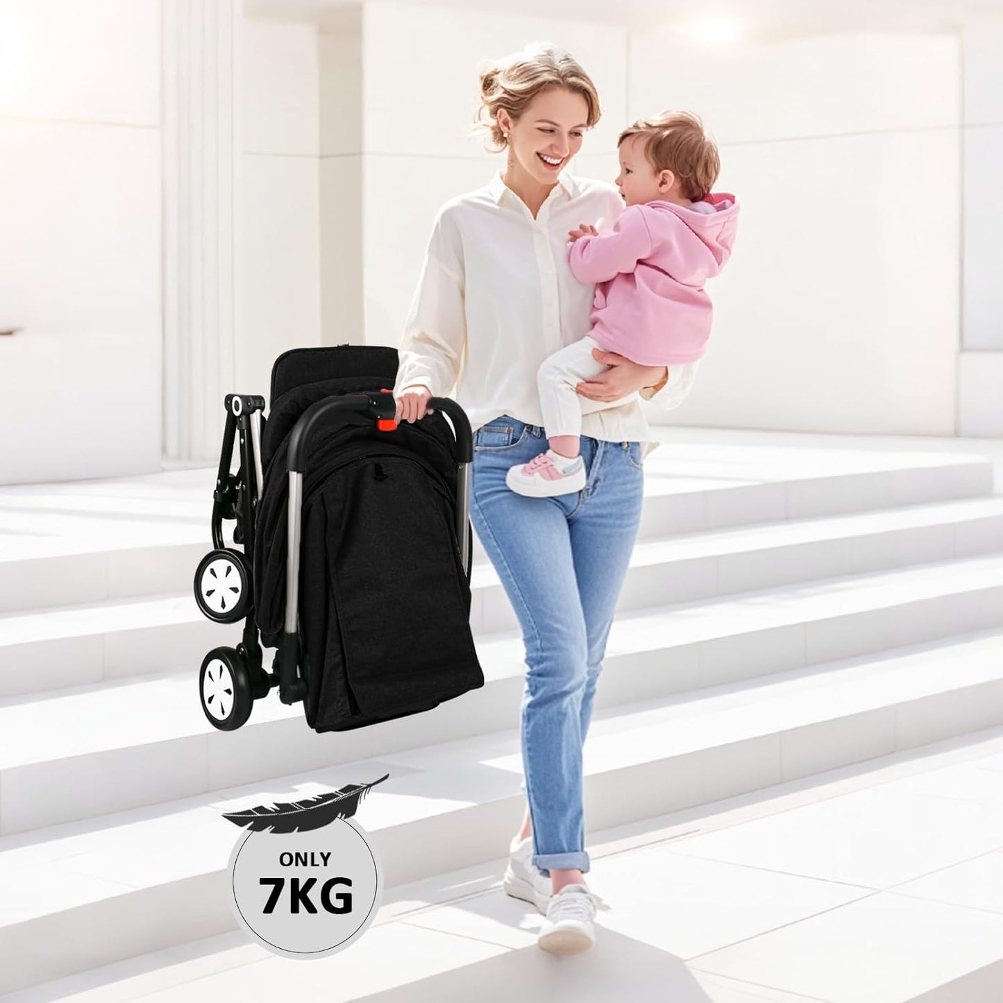 BubEase™ – Ultraleichter faltbarer Kinderwagen - Schwarz