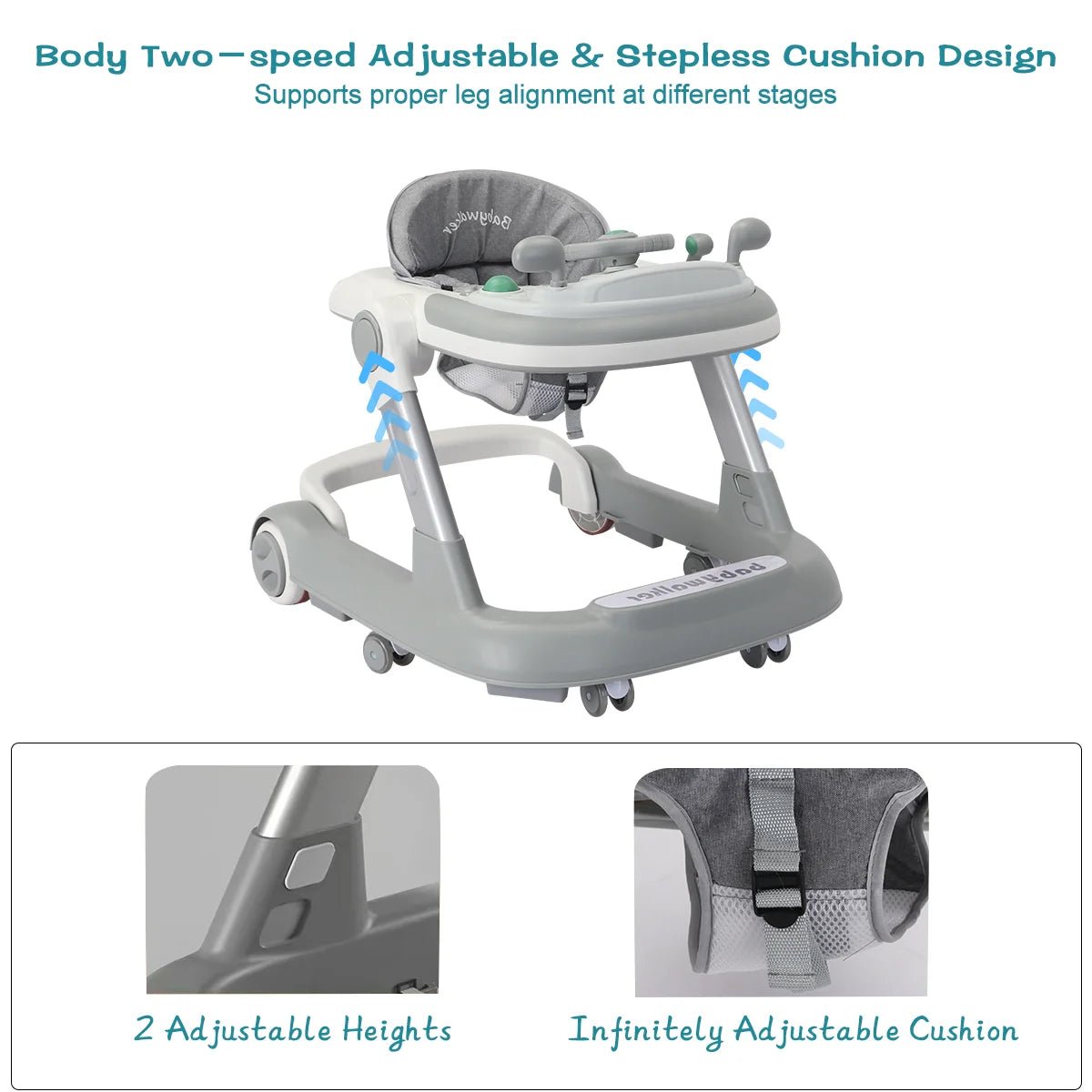MildlyMama - Foldable 2-in-1 Baby Walker with Interactive Toy Tray - Adjustable Height for Safe First Steps Baby Walkers