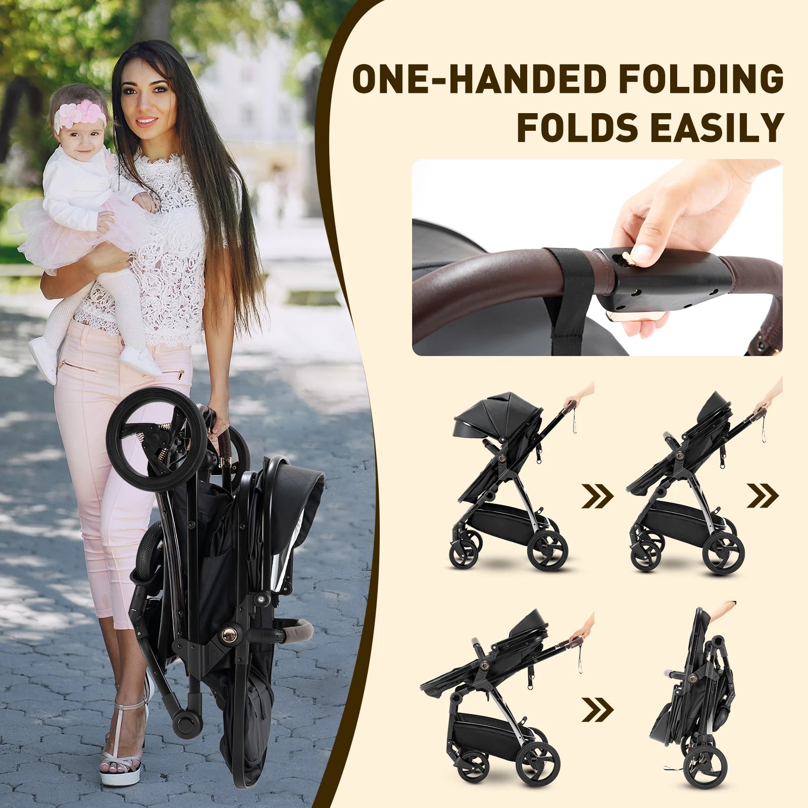 MildlyMama - Luxury Travel Stroller: 3-in-1 Aluminum Frame, Adjustable Canopy & Storage Basket Strollers & Accessories