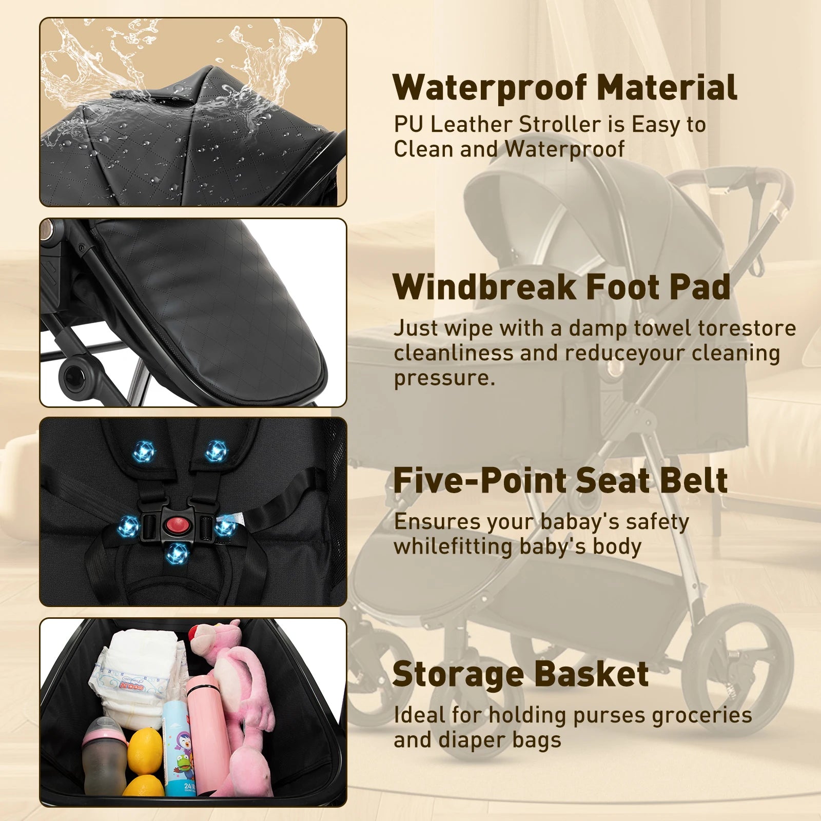 MildlyMama - Luxury Travel Stroller: 3-in-1 Aluminum Frame, Adjustable Canopy & Storage Basket Strollers & Accessories