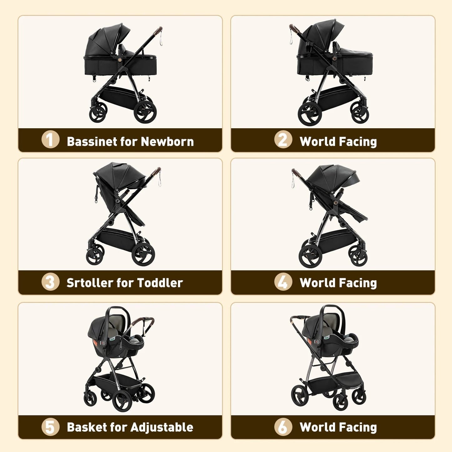 MildlyMama - Luxury Travel Stroller: 3-in-1 Aluminum Frame, Adjustable Canopy & Storage Basket Strollers & Accessories