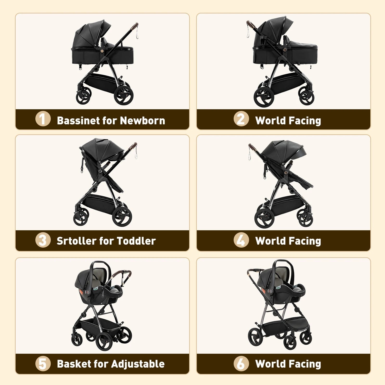 MildlyMama - Luxury Travel Stroller: 3-in-1 Aluminum Frame, Adjustable Canopy & Storage Basket Strollers & Accessories