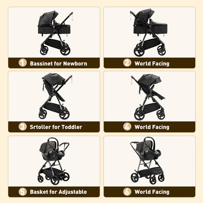 MildlyMama - Luxury Travel Stroller: 3-in-1 Aluminum Frame, Adjustable Canopy & Storage Basket Strollers & Accessories
