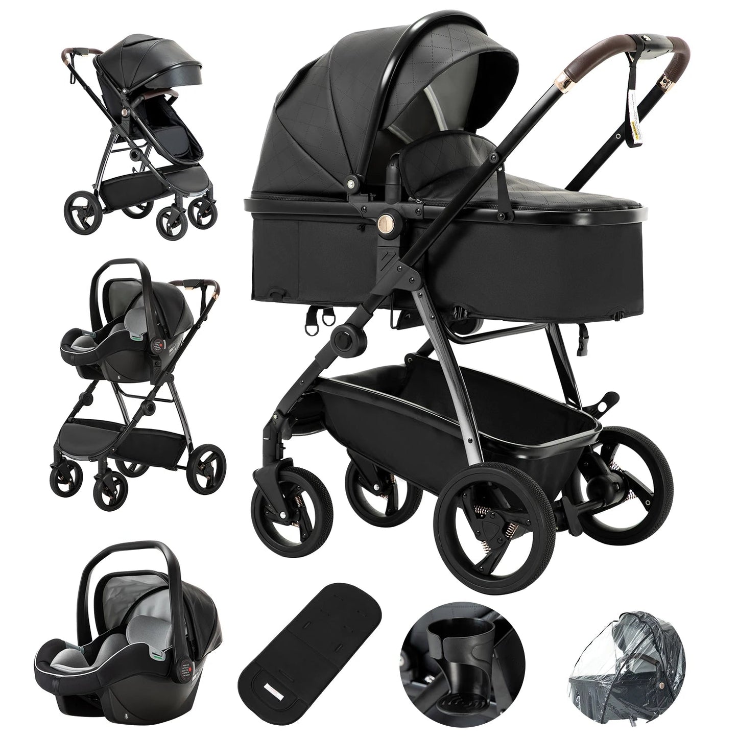MildlyMama - Luxury Travel Stroller: 3-in-1 Aluminum Frame, Adjustable Canopy & Storage Basket Strollers & Accessories