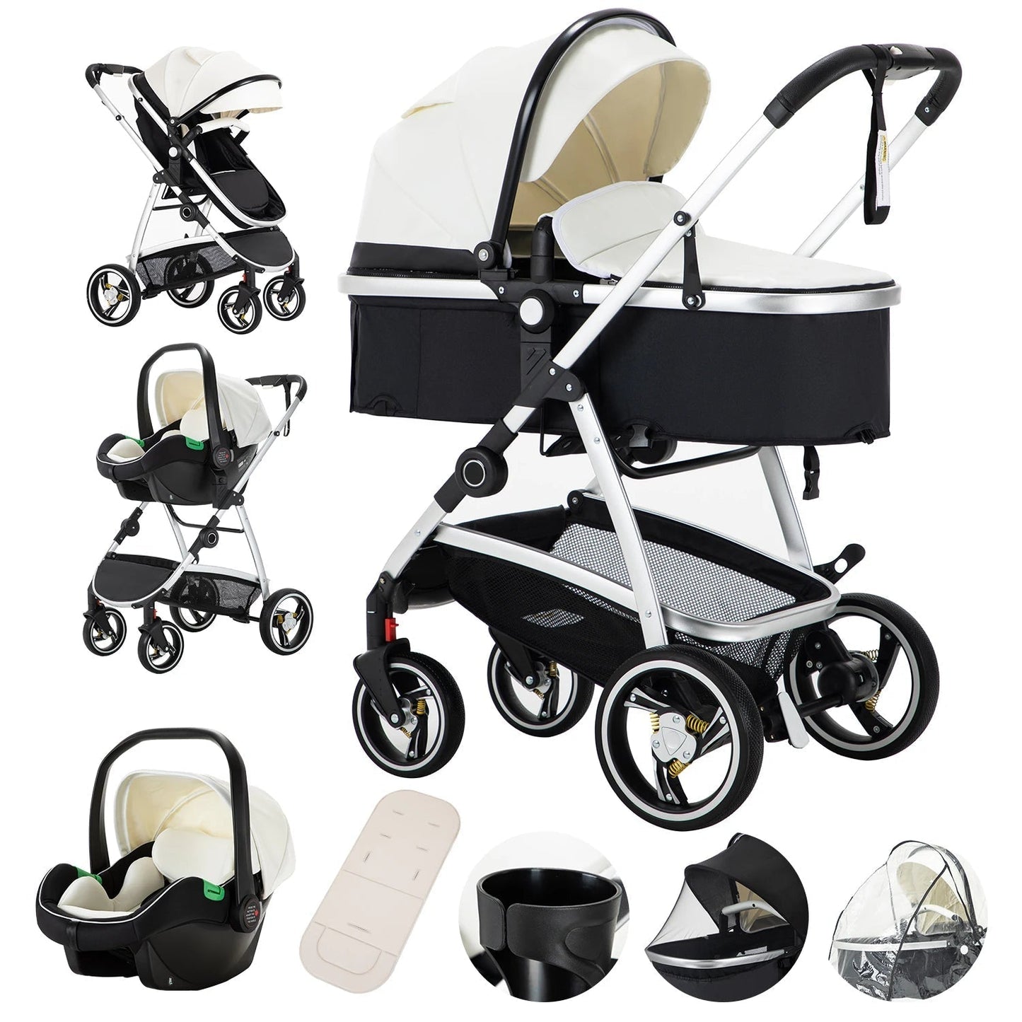 MildlyMama - Luxury Travel Stroller: 3-in-1 Aluminum Frame, Adjustable Canopy & Storage Basket Strollers & Accessories