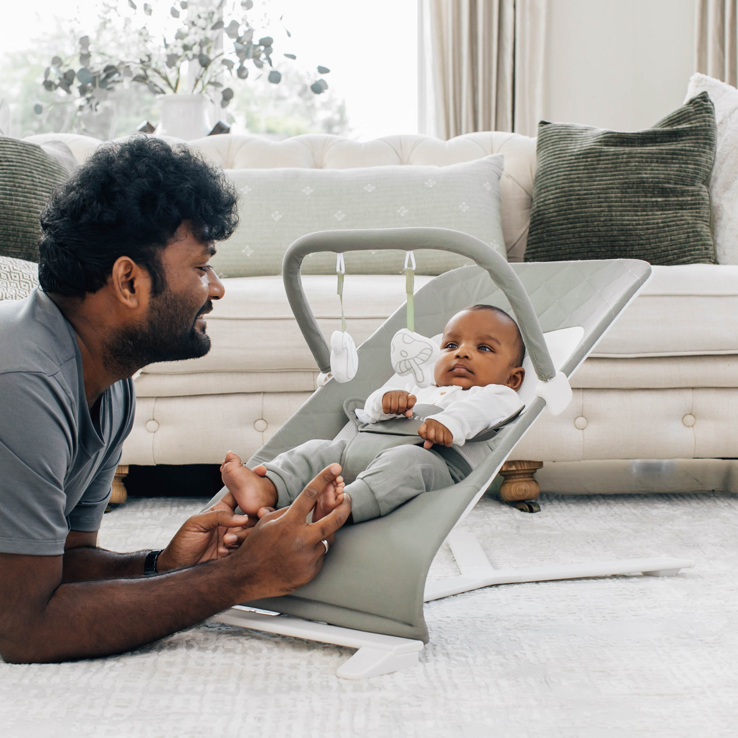 LUXBEE™ – Lightweight Baby Bouncer with Organic Cotton Seat | Foldable & Portable (0-6 months)