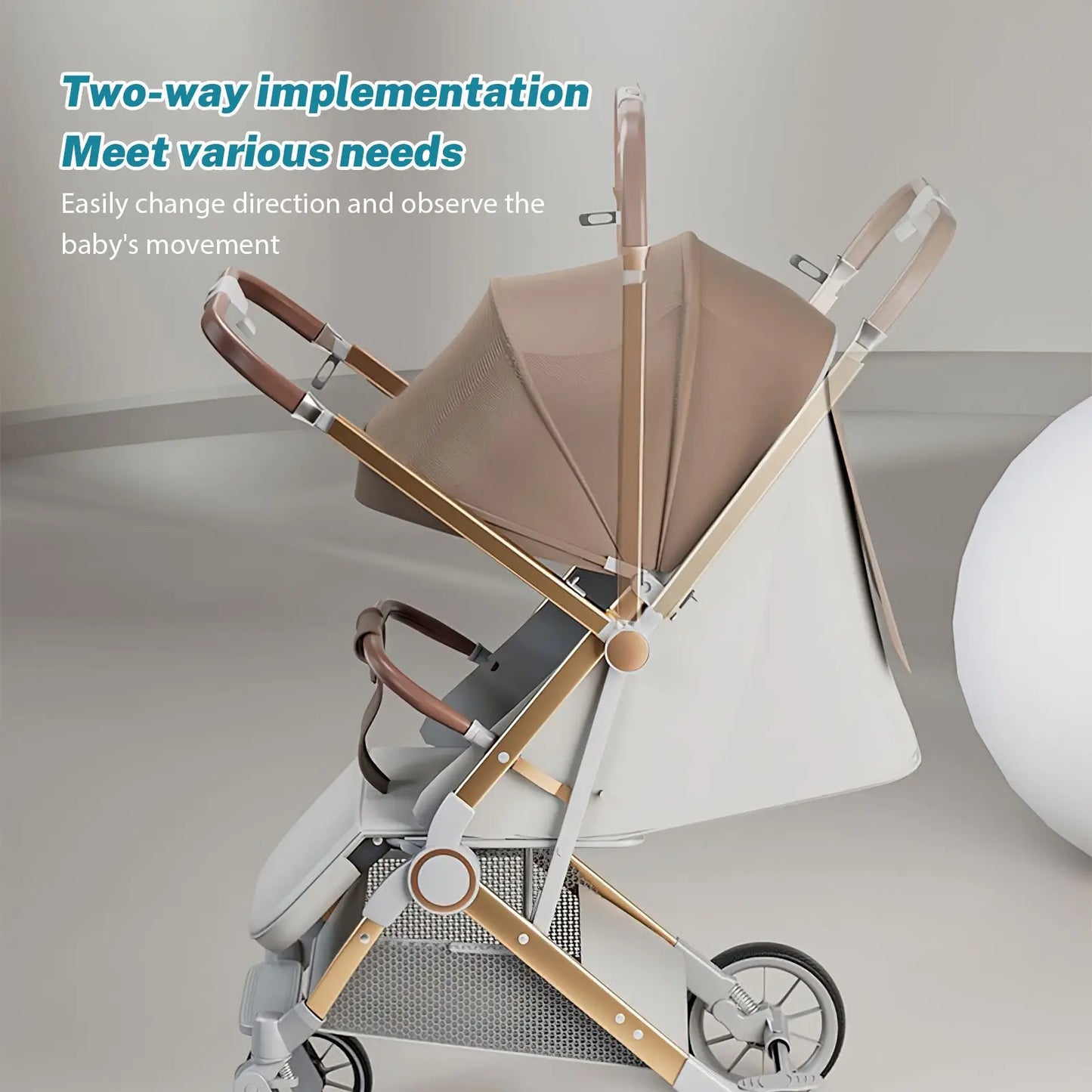 Portable Baby Stroller – Foldable Travel Stroller with Adjustable Handle and Shock Absorbers for Infants-5