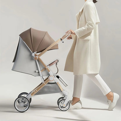 Portable Baby Stroller – Foldable Travel Stroller with Adjustable Handle and Shock Absorbers for Infants-2