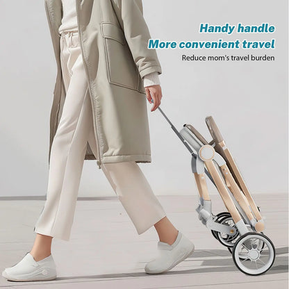 Portable Baby Stroller – Foldable Travel Stroller with Adjustable Handle and Shock Absorbers for Infants-3