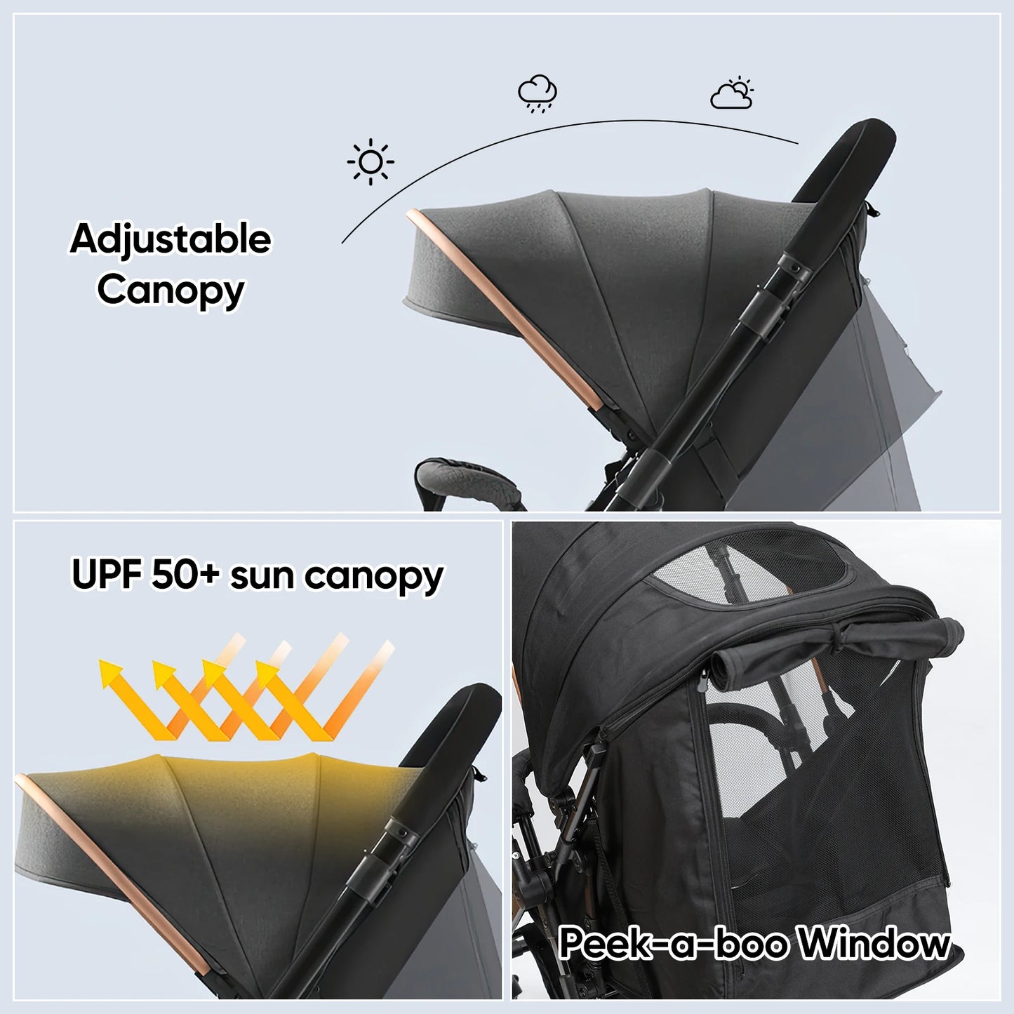 Luxurious Portable Baby Stroller with Shock Absorption – Foldable Travel Stroller for Infants and Toddlers-5