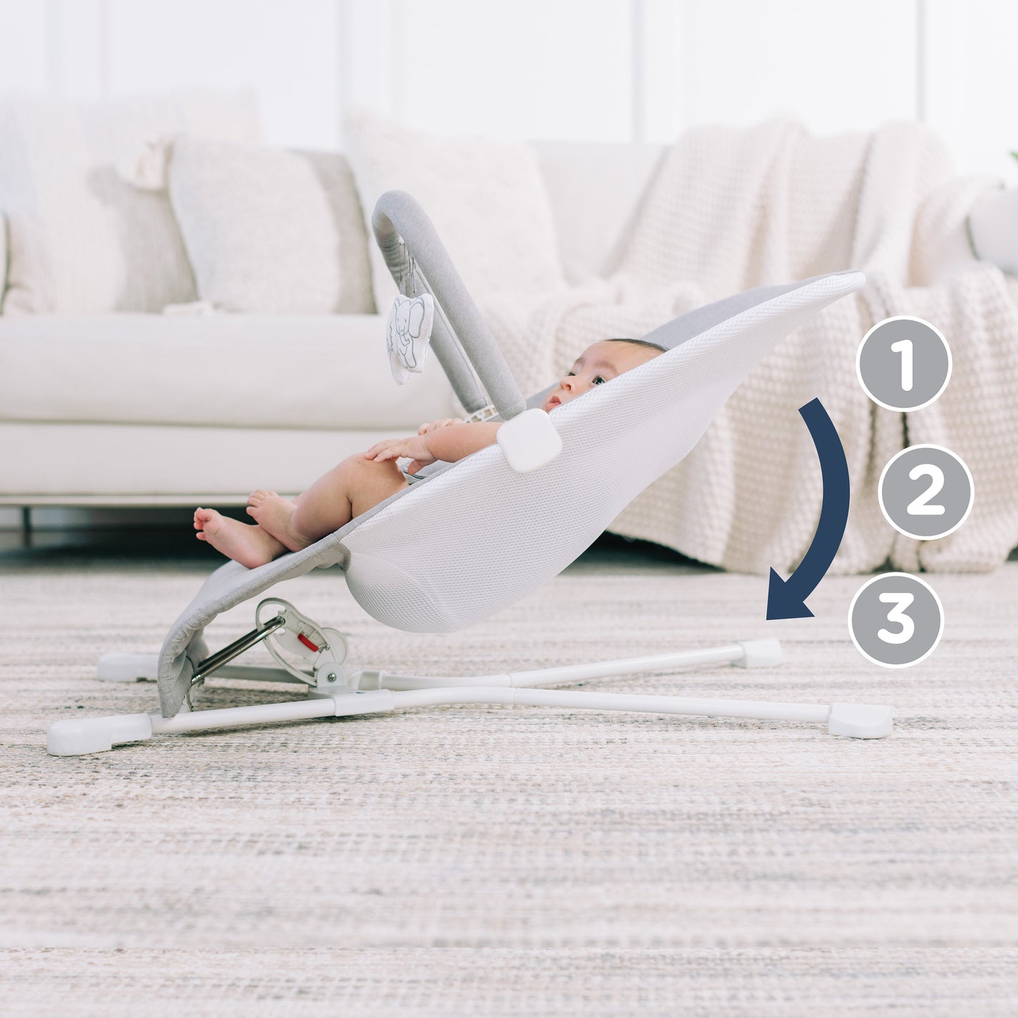 BOUNZEE™ – Leichter und stilvoller Baby-Bouncer für einfachen Alltagskomfort (0-6 Monate)