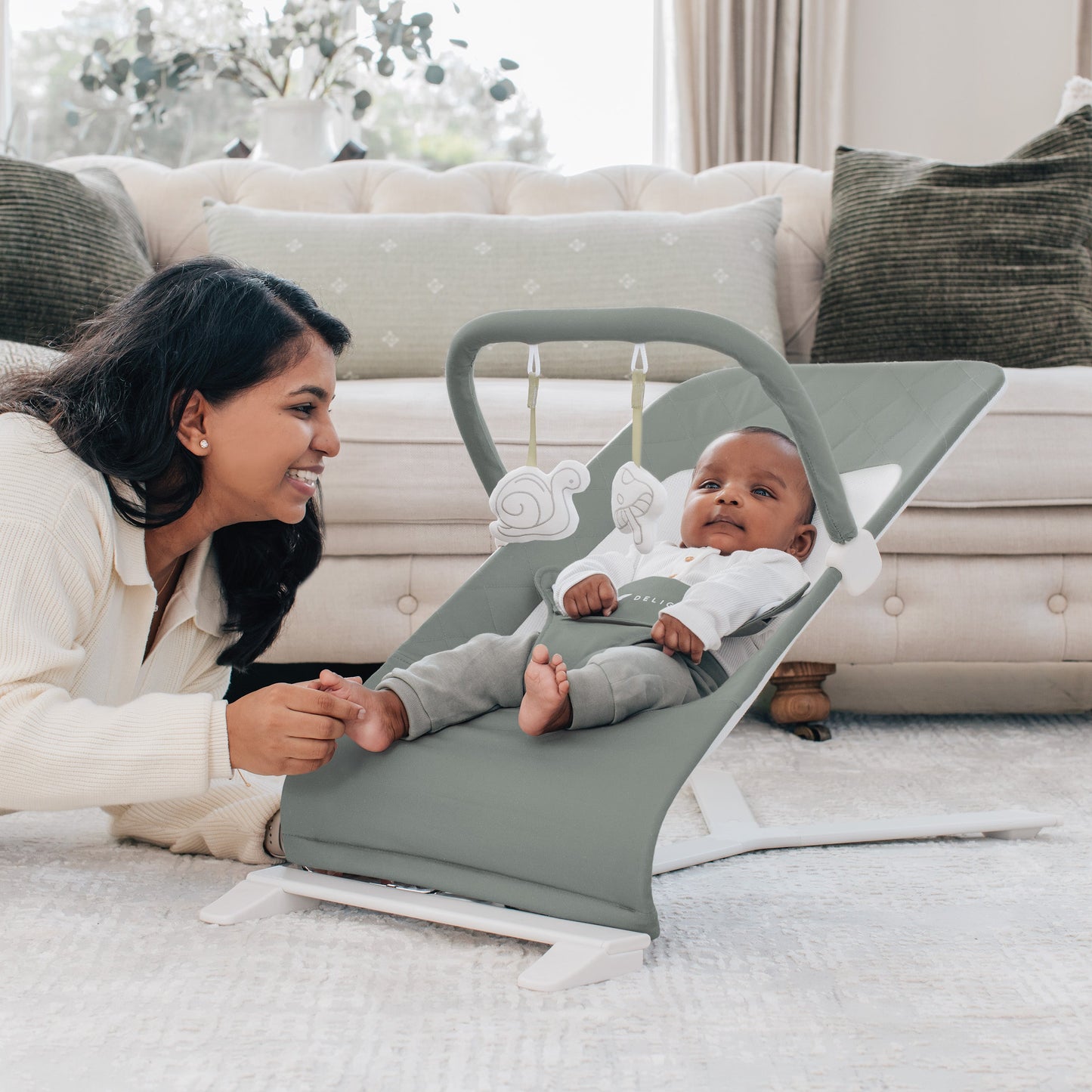 LUXBEE™ – Lightweight Baby Bouncer with Organic Cotton Seat | Foldable & Portable (0-6 months)