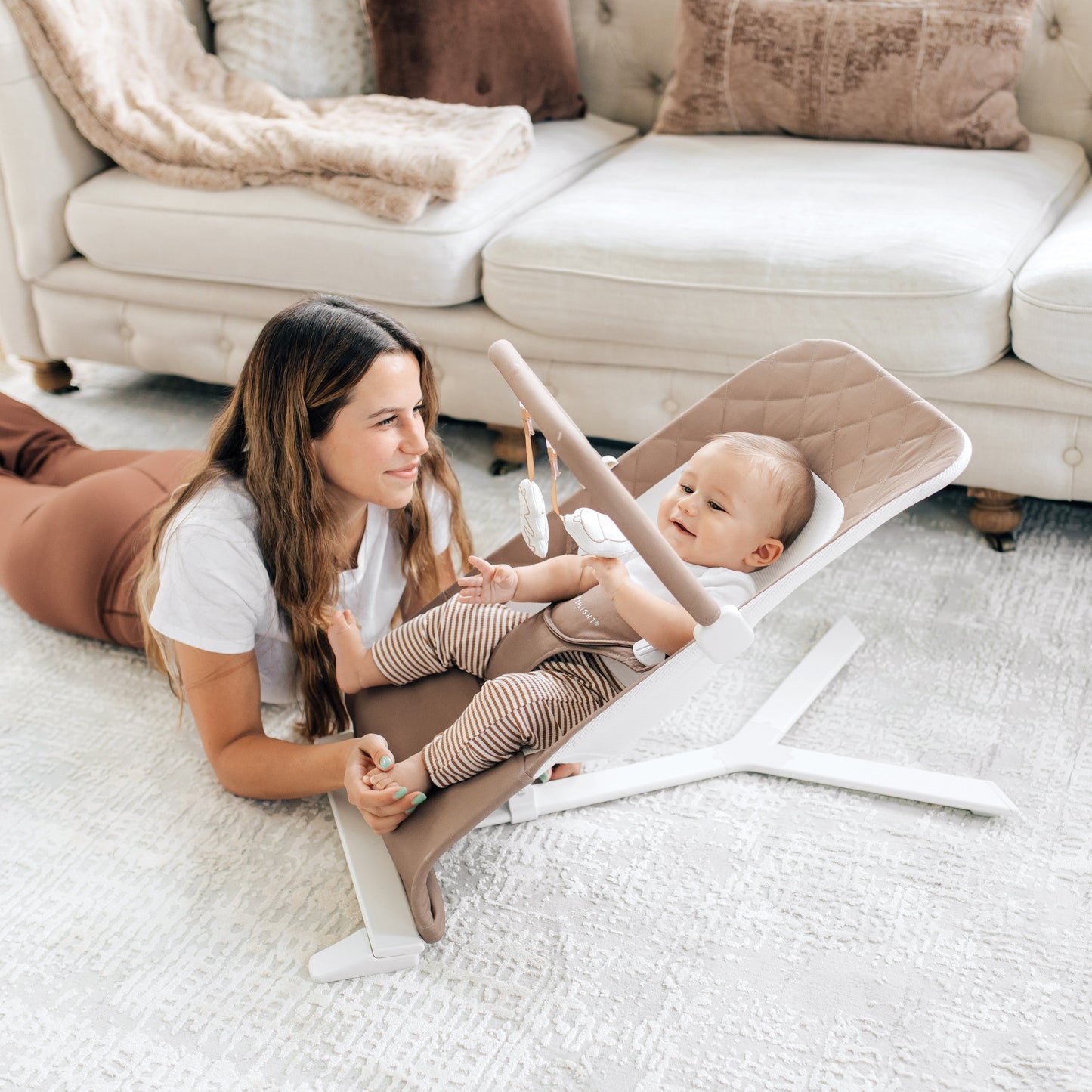 NUBABY™ – Lightweight Foldable Baby Bouncer with Organic Cotton Cover | Natural Soothing Motion & Travel-Friendly Design