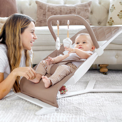 NUBABY™ – Lightweight Foldable Baby Bouncer with Organic Cotton Cover | Natural Soothing Motion & Travel-Friendly Design