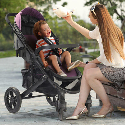 Lightweight 2-in-1 Foldable Baby Stroller with Adjustable Canopy and Anti-Shock Wheels – Ideal Travel Stroller for On-the-Go Parents-3