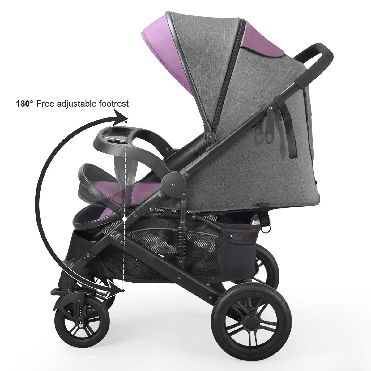 Lightweight 2-in-1 Foldable Baby Stroller with Adjustable Canopy and Anti-Shock Wheels – Ideal Travel Stroller for On-the-Go Parents-4