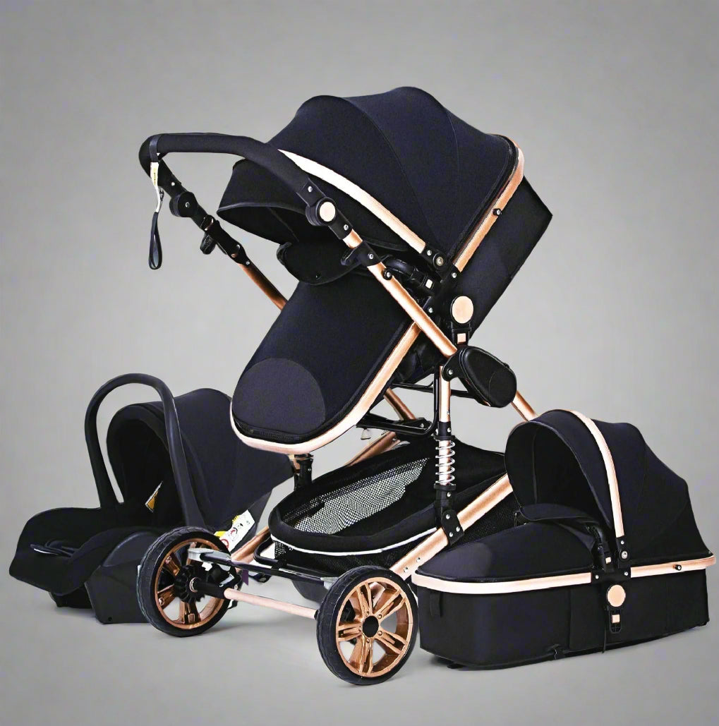 Luxury 3-in-1 Baby Stroller Travel System with Car Seat and Bassinet – Versatile, Lightweight, and Easy to Fold-1