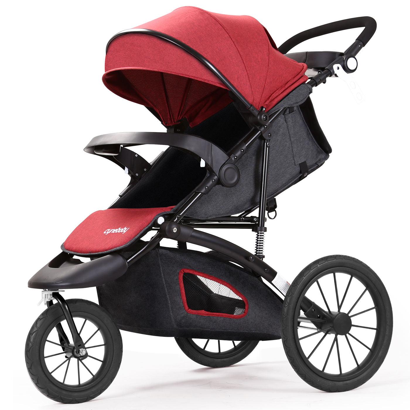 Lightweight 2-in-1 Maternity Jogging Stroller for Toddlers with Adjustable Handlebar and Smooth-Rolling Wheels-3