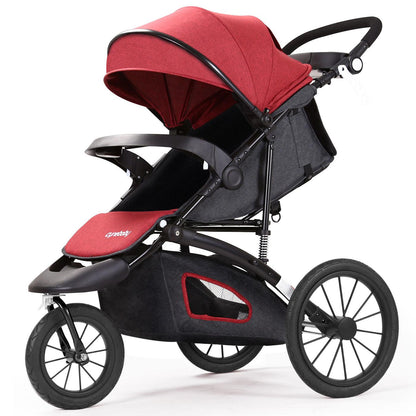 Lightweight 2-in-1 Maternity Jogging Stroller for Toddlers with Adjustable Handlebar and Smooth-Rolling Wheels-3