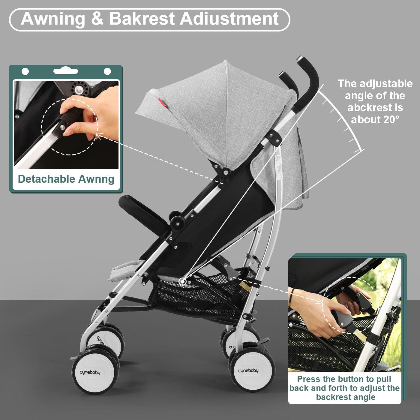 Lightweight 2-in-1 Baby Stroller with Adjustable Canopy and Ergonomic Design – Compact Travel Stroller for Easy Maneuverability-5