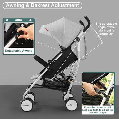 Lightweight 2-in-1 Baby Stroller with Adjustable Canopy and Ergonomic Design – Compact Travel Stroller for Easy Maneuverability-5