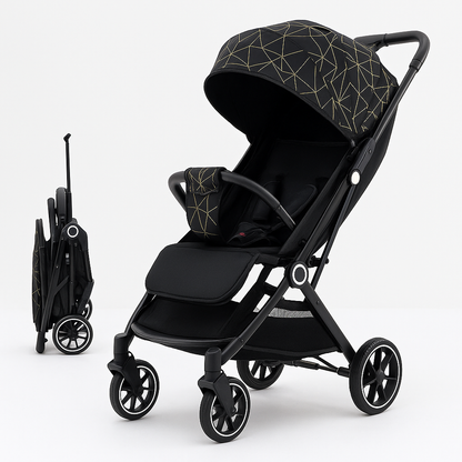 Tragbarer Kinderwagen mit verstellbarer Rückenlehne und Stoßdämpfung – kompakter Reise-Kinderwagen für Säuglinge von 0-4 Jahren