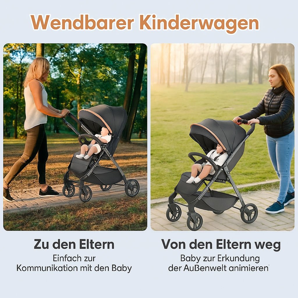 Luxuriöser tragbarer Kinderwagen mit Stoßdämpfung – faltbarer Reise-Kinderwagen für Säuglinge und Kleinkinder