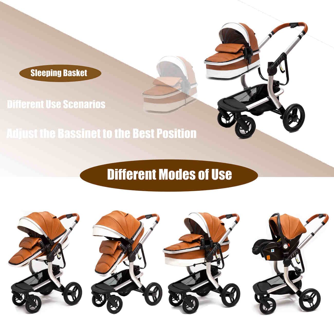 Luxury 3-in-1 Baby Stroller and Travel System with Reversible Seat, One-Hand Fold, and Anti-Shock Wheels – Lightweight and Versatile-2