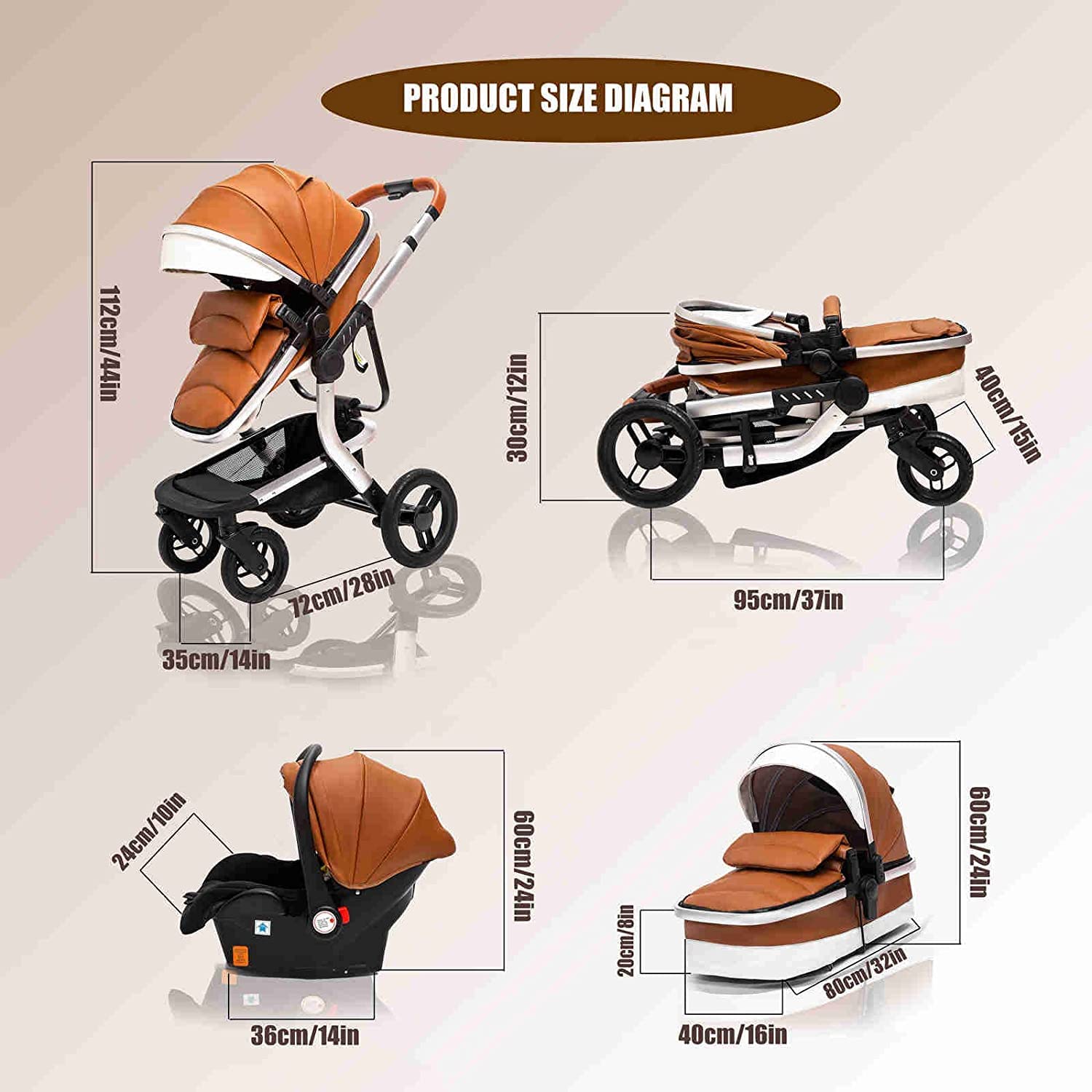 Luxury 3-in-1 Baby Stroller and Travel System with Reversible Seat, One-Hand Fold, and Anti-Shock Wheels – Lightweight and Versatile-4