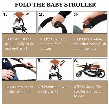 Luxury 3-in-1 Baby Stroller and Travel System with Reversible Seat, One-Hand Fold, and Anti-Shock Wheels – Lightweight and Versatile-5