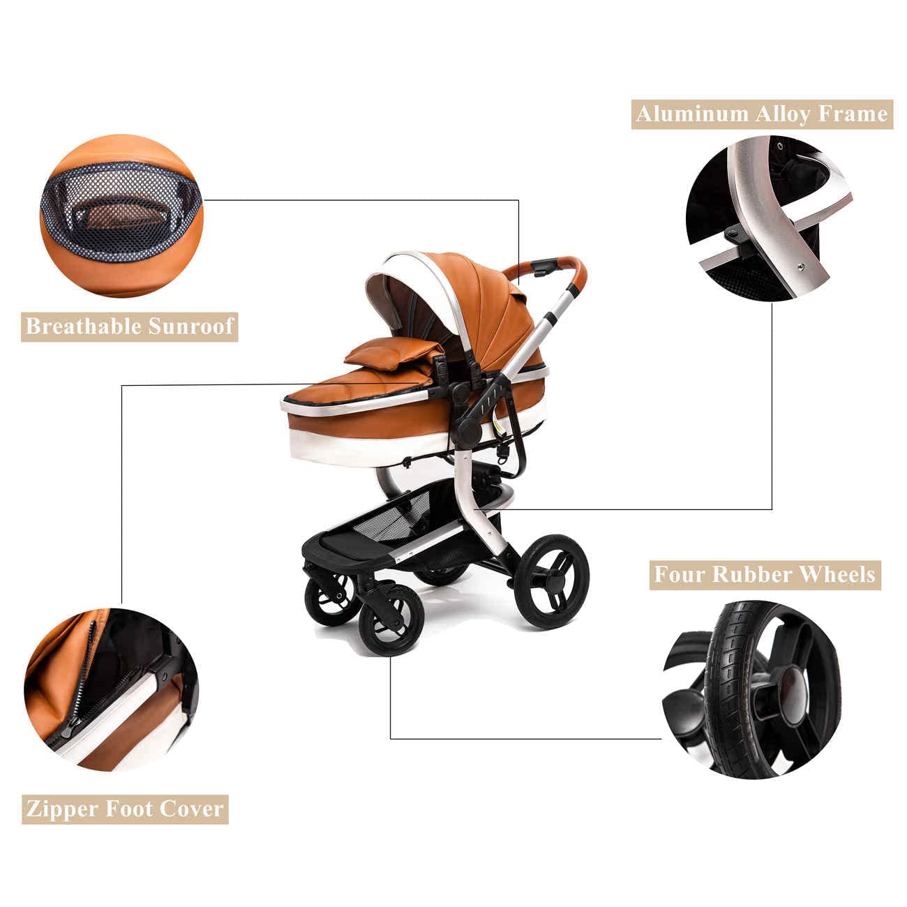 Luxury 3-in-1 Baby Stroller and Travel System with Reversible Seat, One-Hand Fold, and Anti-Shock Wheels – Lightweight and Versatile-6