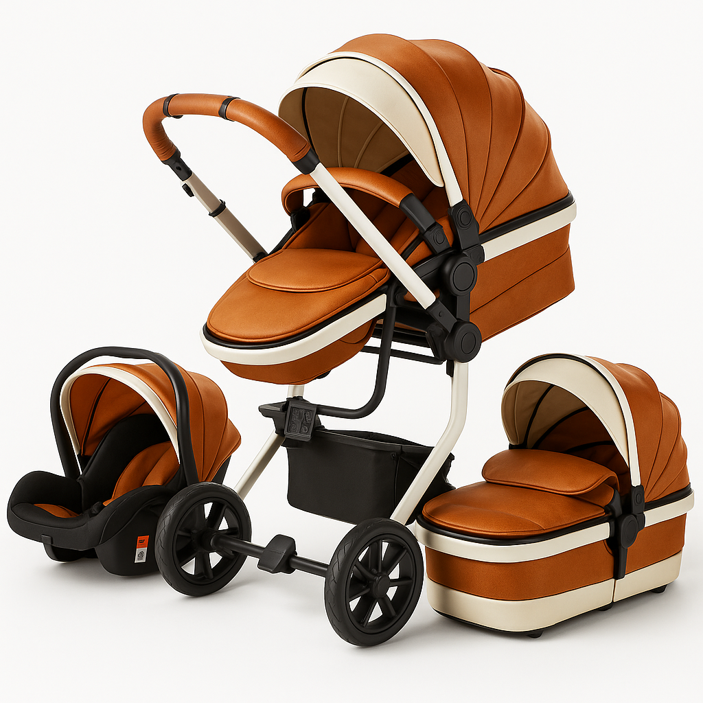 Luxuriöser 3-in-1 Kinderwagen und Reisesystem mit umkehrbarem Sitz, Einhand-Faltung und Stoßdämpfenden Rädern