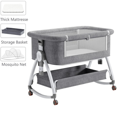 NUBI™ – 3-in-1 Baby-Bassinet, Beistellbett & Spielplatz mit Rädern & Matratze