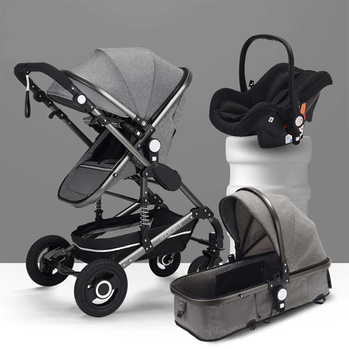 NOVA™ – 3-in-1 Babywagen & Reisesystem | Leichtgewichtiger, faltbarer und wendbarer Kinderwagen für Neugeborene bis Kleinkinder - Grau