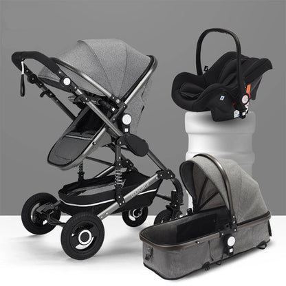 NOVA™ – 3-in-1 Babywagen & Reisesystem | Leichtgewichtiger, faltbarer und wendbarer Kinderwagen für Neugeborene bis Kleinkinder - Grau