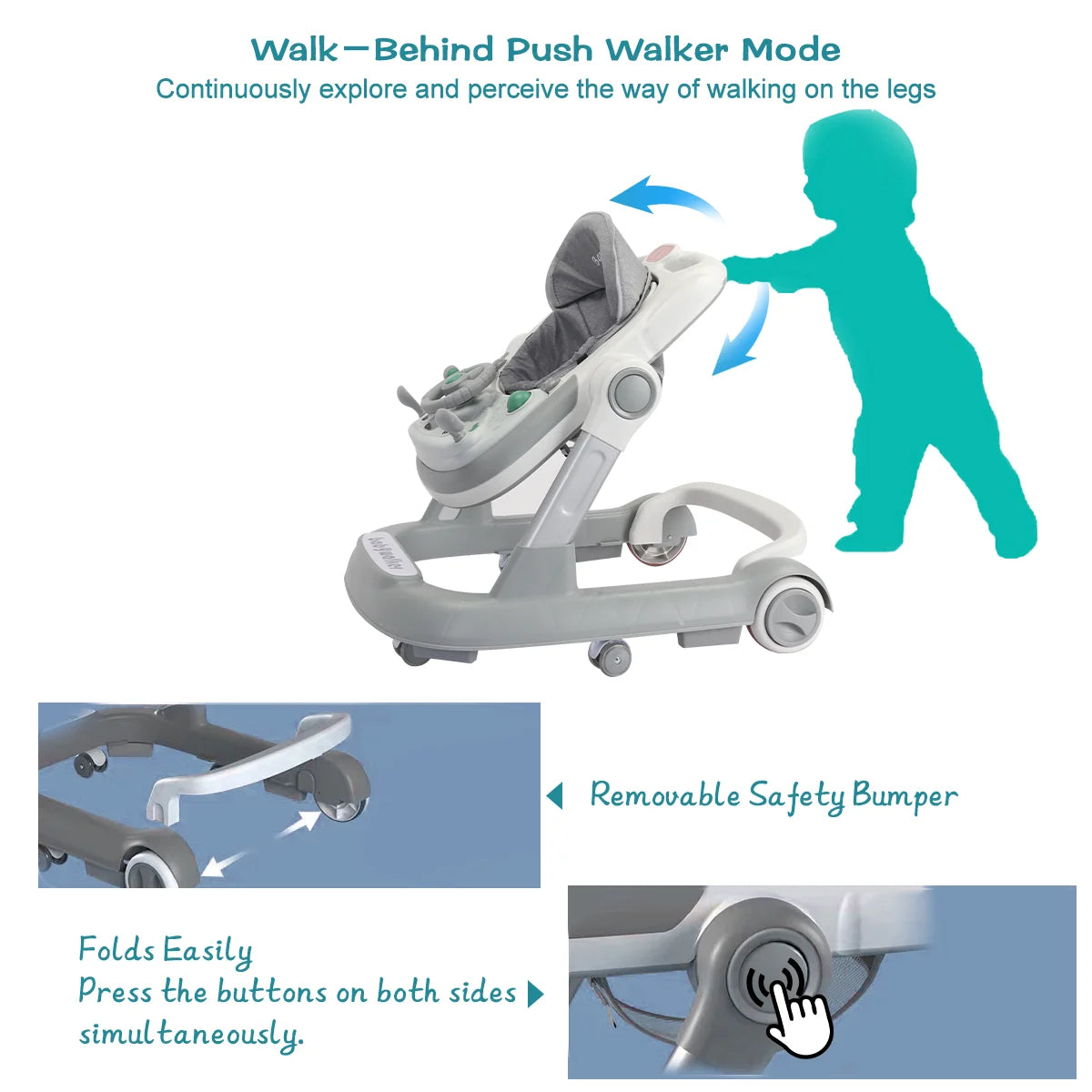 STRYDE™ – 2-in-1 Babywalker mit Spielzentrum & Sicherheitsunterstützung