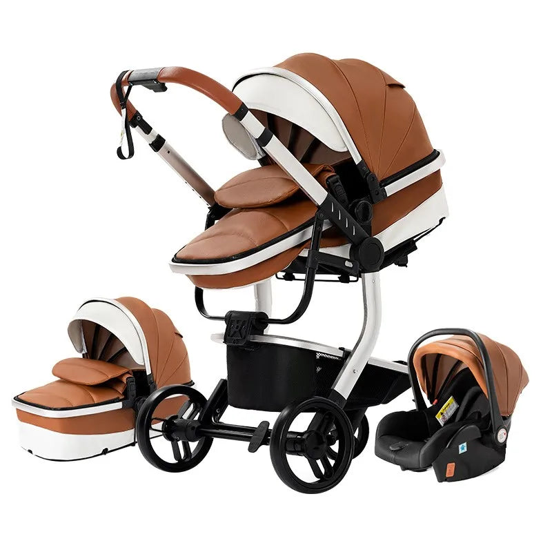 NOVAIR™ – 3-in-1 Leder-Babywagen mit umkehrbarem Sitz und Wannenfunktion