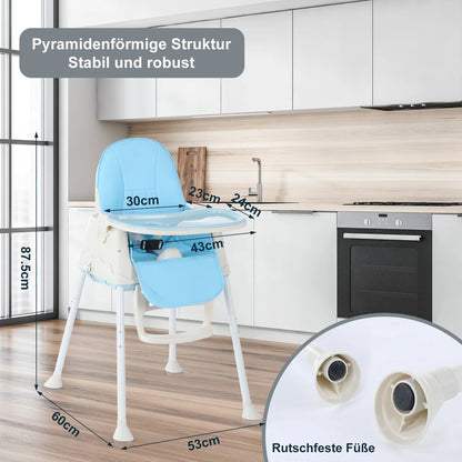 LIVY™ – 3-in-1 Faltbarer Hochstuhl für Babys mit verstellbarer Höhe und abnehmbarem Tablett