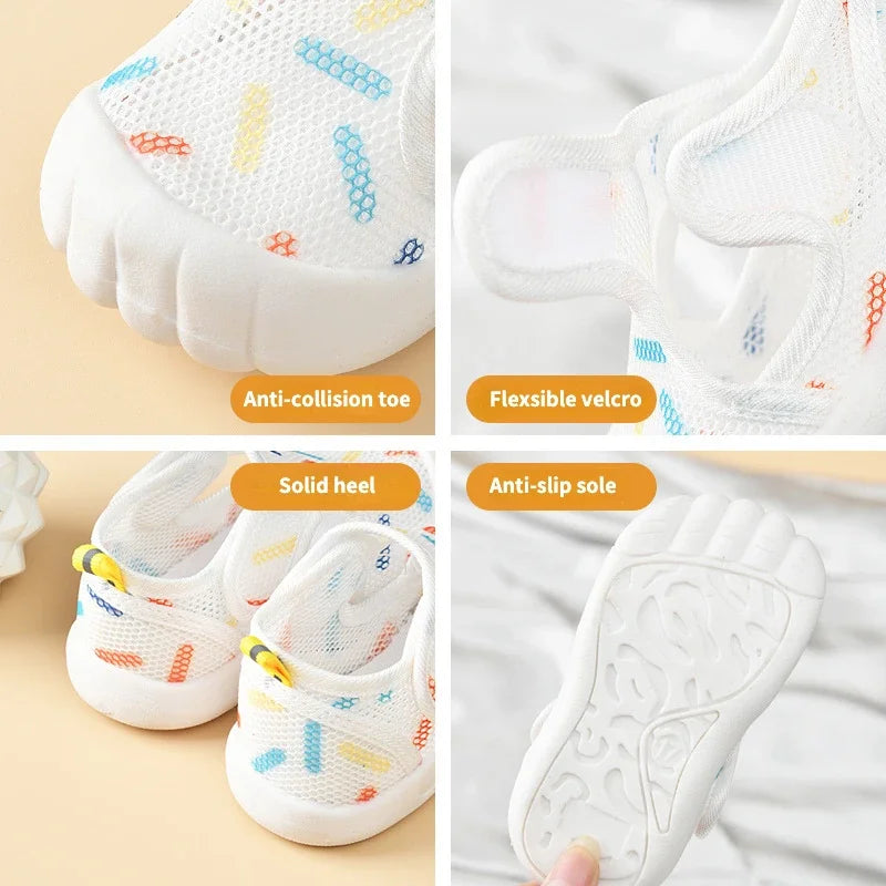 Baby Sandals Summer Breathable Mesh - Soft Sole First Walker Shoes for Toddlers 1-4 Years - Anti-Slip Infant Sandals Boys Girls