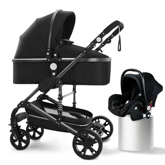 NOVA™ – 3-in-1 Baby Stroller & Travel System | Lightweight, Foldable & Reversible Pushchair for Newborn to Toddler - Black