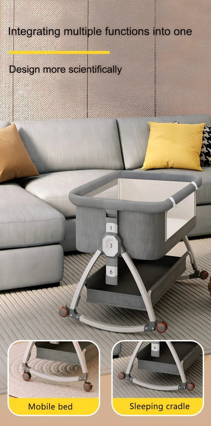 NUBI™ – 3-in-1 Baby-Bassinet, Beistellbett & Spielplatz mit Rädern & Matratze