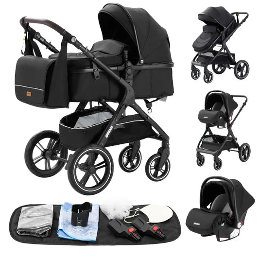 3-in-1 Luxus-Babykinderwagen mit Hochlandschaftsdesign – Tragbarer Reise-Kinderwagen für Neugeborene und Säuglinge