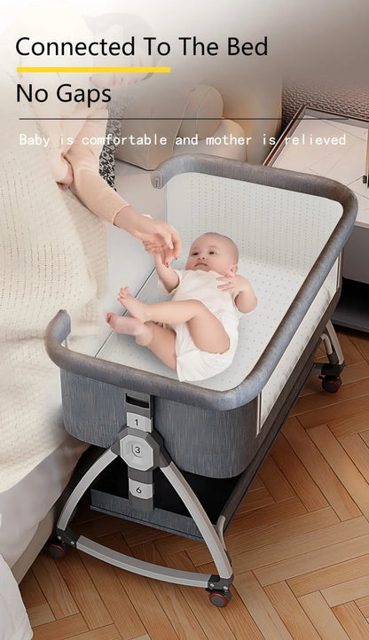NUBI™ – 3-in-1 Baby-Bassinet, Beistellbett & Spielplatz mit Rädern & Matratze