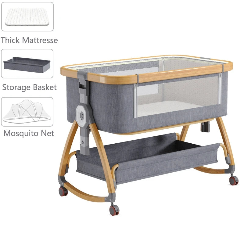 NUBI™ – 3-in-1 Baby-Bassinet, Beistellbett & Spielplatz mit Rädern & Matratze