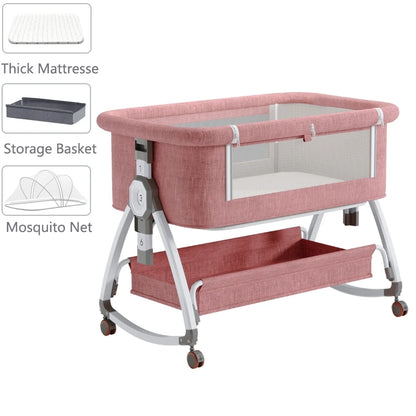 NUBI™ – 3-in-1 Baby-Bassinet, Beistellbett & Spielplatz mit Rädern & Matratze