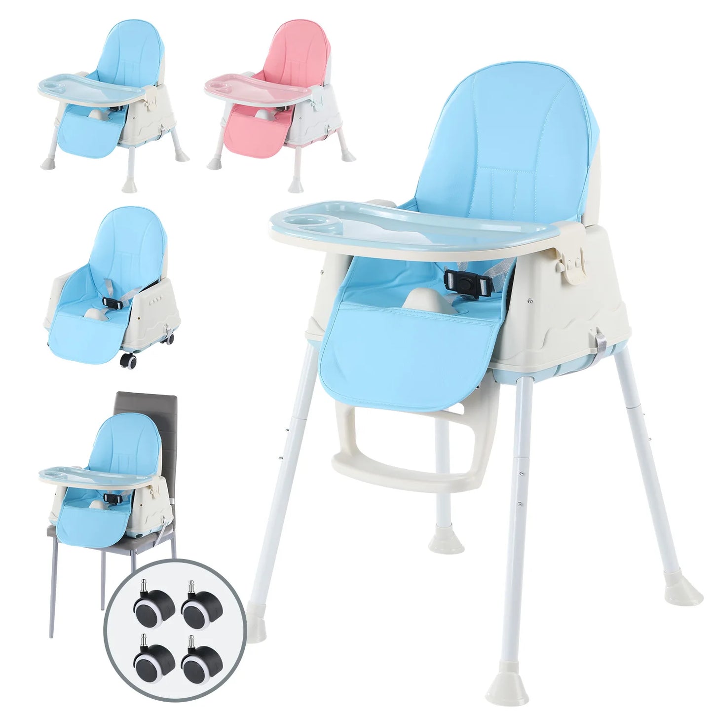 LIVY™ – 3-in-1 Faltbarer Hochstuhl für Babys mit verstellbarer Höhe und abnehmbarem Tablett