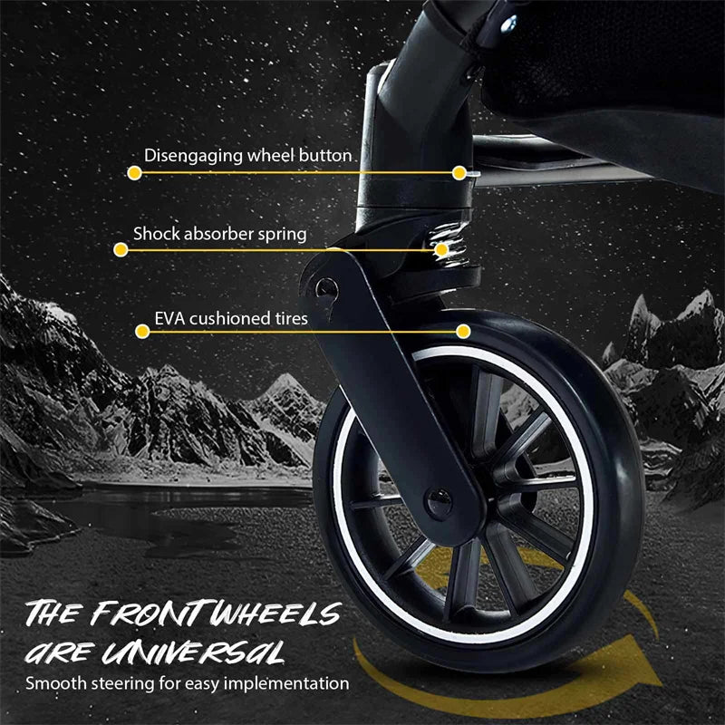 Portable Baby Stroller with Adjustable Recline and Shock Absorption – Compact Travel Stroller for Infants 0-4 Years-3